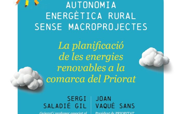 Cartell Xerrada sobre autonomia energètica amb Joan Vaqué i el Sergi Saladié