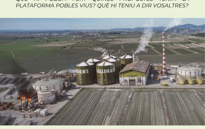 Cartell de l'acte: Respostes al projecte de la macrocentral de biogàs de La Sentiu - Assemblea informativa - Divendres 21 de Novembre