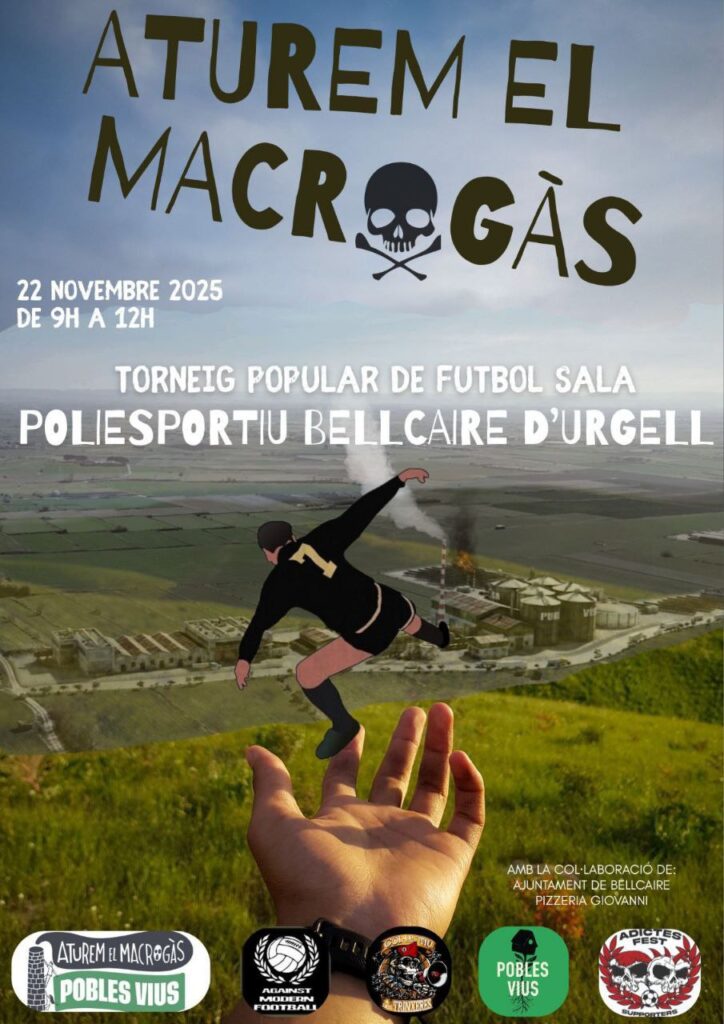 Cartell Dissabte 22 de Novembre de 2025, de 9 a 12 - torneig popular de futbol sala al Poliesportiu de Bellcaire d'Urgell.