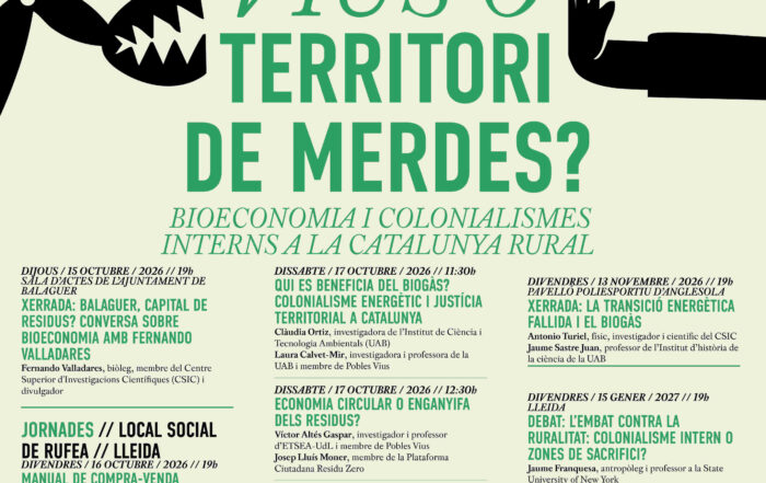 Cartell Cicle xerrades: Pobles vius o territori de merdes?