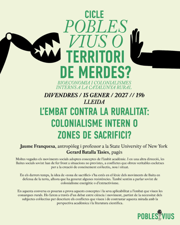 Cartell Cicle xerrades: Pobles vius o territori de merdes?
