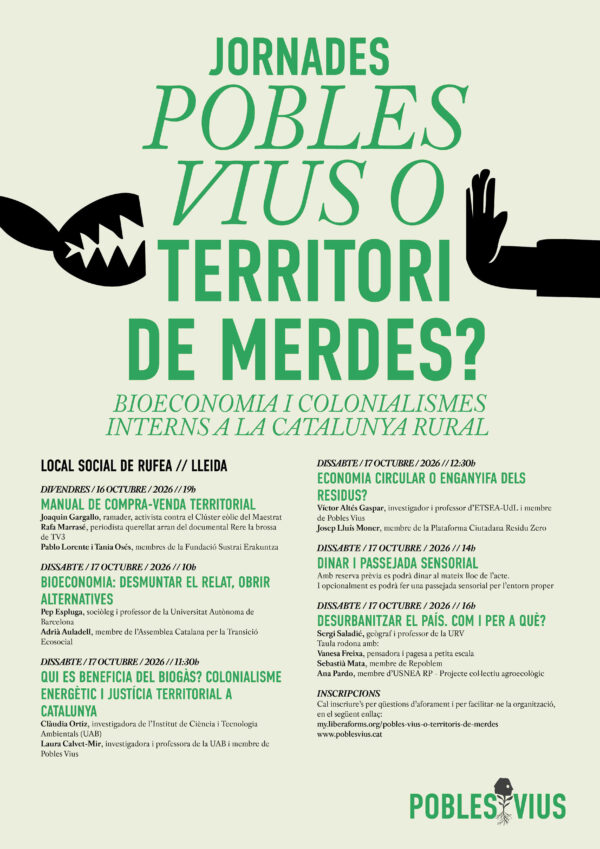 Cartell Cicle xerrades: Pobles vius o territori de merdes?