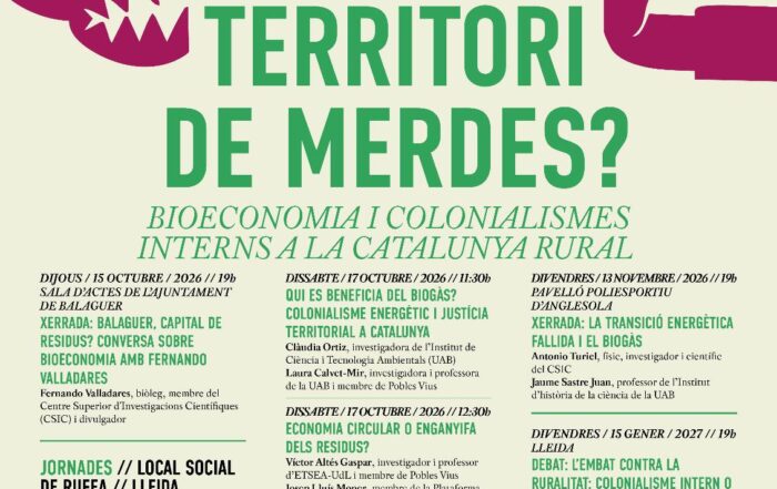 Cartell Cicle xerrades: Pobles vius o territori de merdes?